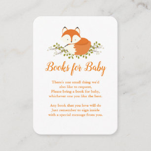 Sött Woodland Fox Baby Shower Bok-begäran Infoga Tilläggskort