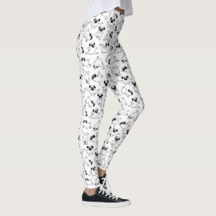 sött yogahusdjur hundmönster vit bakgrund leggings