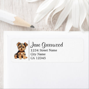 Sött Yorkshire Terrier Hund Namn och Adress Returadress Etikett