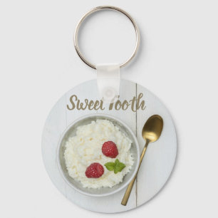 Söttandpudding med hallondessert nyckelring