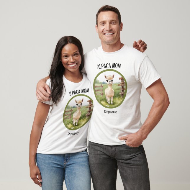 Sötte Alpacka Mamma eller Pappa T-shirts Topp Män  (Unisex)