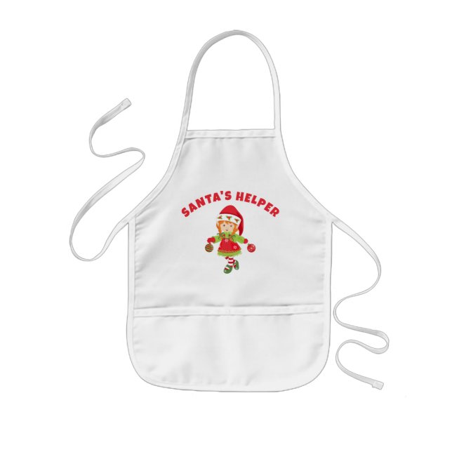 Söttomtens Helper Cute Elf Girl-jul Barnförkläde (Framsidan)