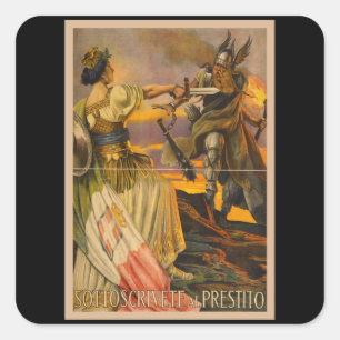 Sottoscrivete al Prestito - Vintage Italien Krig Fyrkantigt Klistermärke
