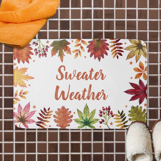 Sötväder Höst Höst löv hösten Badrumsmatta (Sweater Weather Autumn Fall Leaves Bath Mat)