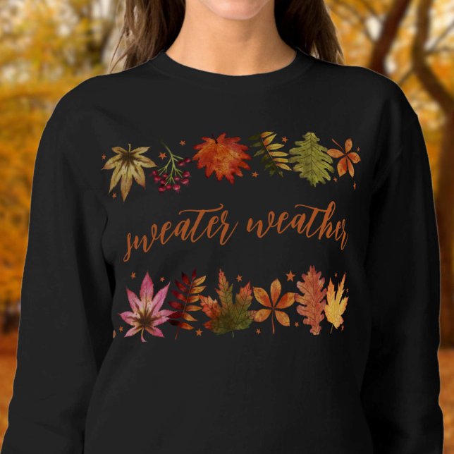 Sötväder - Höst löv hösten i Botaniska hösten T Shirt (Sweater Weather Botanical Autumn Fall Leaves)