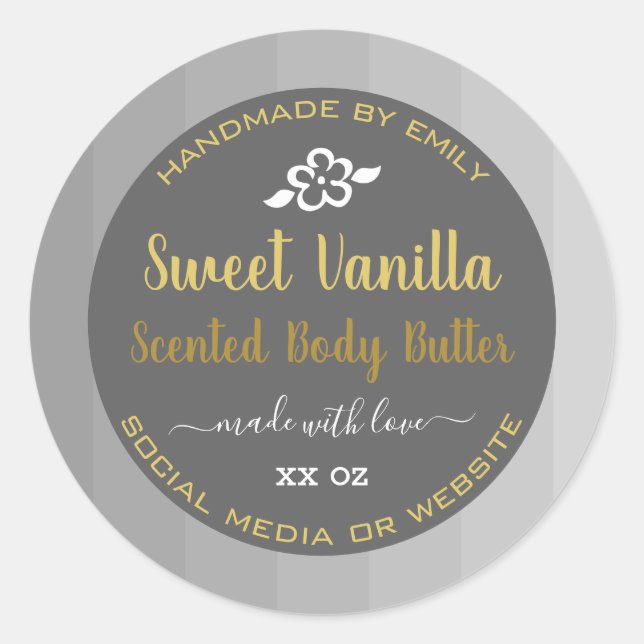 Sötvanilj Produktförpackning Etiketter Guld Grått (Framsida)