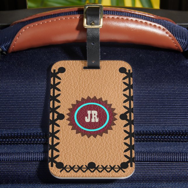 Sötväst-Stil-läderutetagaretikett Bagagebricka (Framsida Insitu 2)