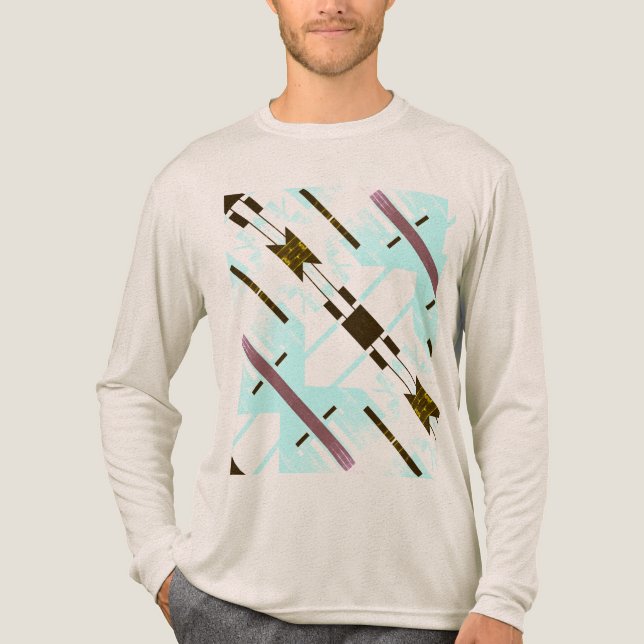 Sötvästinspirerad av Aqua Blue Black Diagonal Arro T Shirt (Framsida)