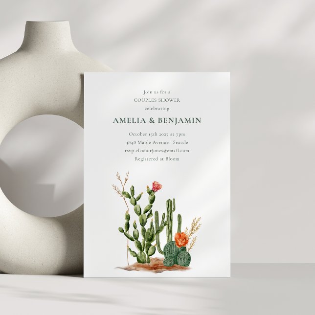 Sötvästra Desert Cactus Par Shower Inbjudningar (Skapare uppladdad)