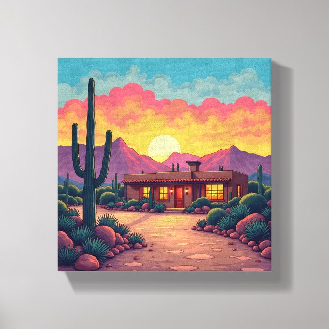 Sötvästra Desert Home BeSnyt Sunset Canvas (Framsida)
