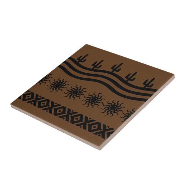 Sötvästra designen, svart och brun Tile Trivet Kakelplatta (Sidan)