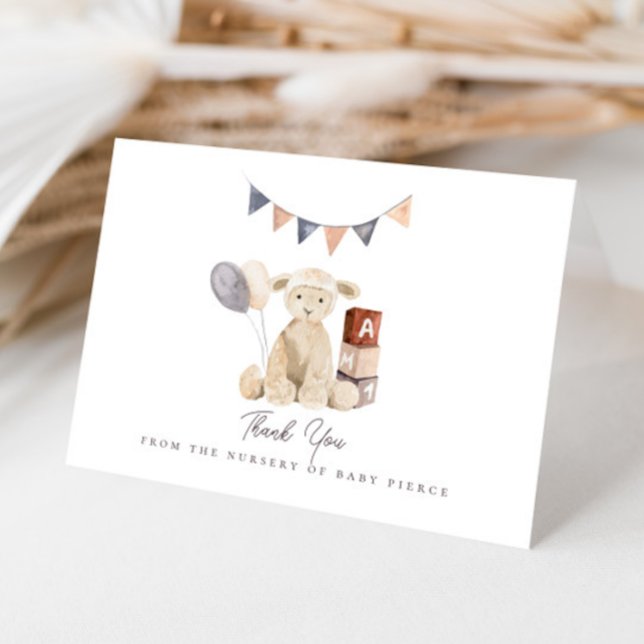 Sötvattenfärg Lamb Baby Leksak Baby Shower Tack Kort (Skapare uppladdad)