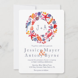 Sötvattenfärg Nautical Wandeans Beach Wedand Inbjudningar