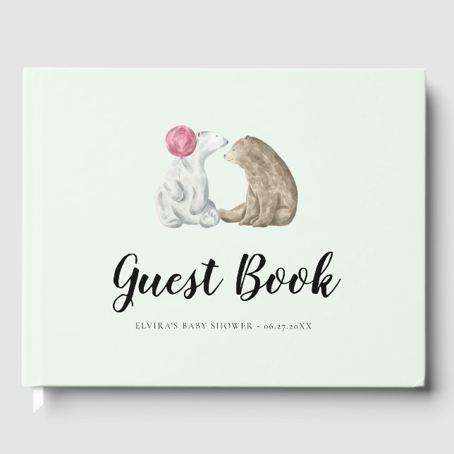 Sötvattenfärgbjörn Babydusch Gästböcker (Framsida)