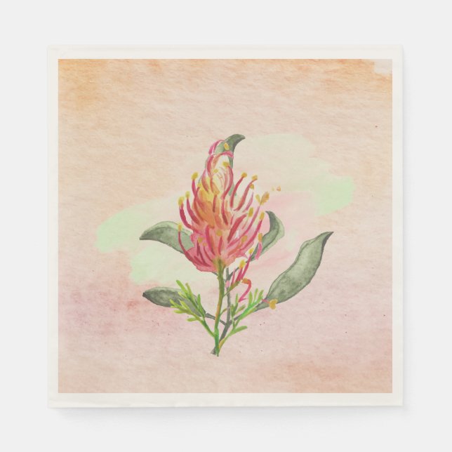 Sötvattenfärgsbakgrund Rosa blommigt Modern Pappersservett (Framsidan)