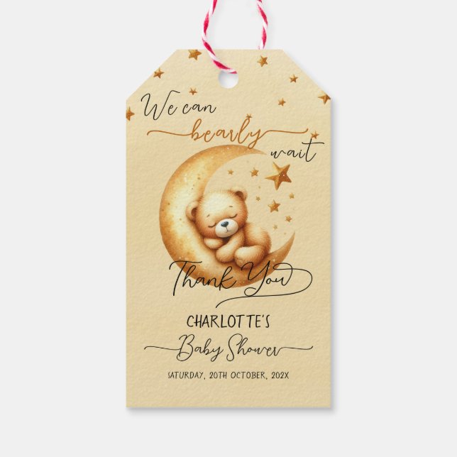 Sötvattenfärgsbälte på babyskor i Måne Presentetikett (Baksidan)