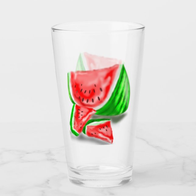 Sötvattenmelonglas - Målning Glaskopp (Framsida)