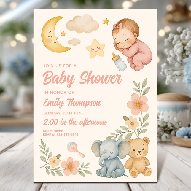 Sötvattensfärgade babyskor inbjudningar (Skapare uppladdad)