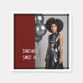 Sötvit 16 party papper napkin röd svart pappersservett