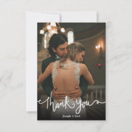 Sötvit textkalligrafi Bröllop Tack  Kort