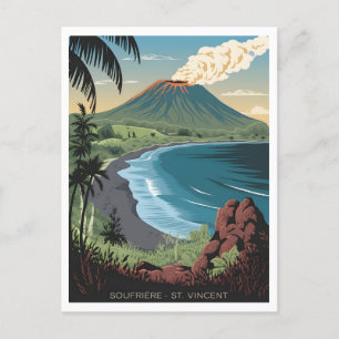 Soufrière Saint Vincent Årgångsvin Vykort