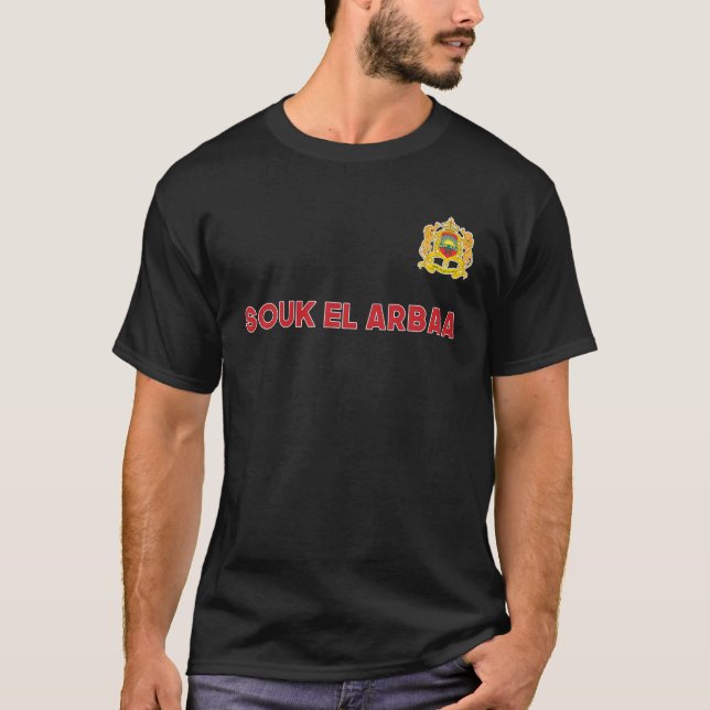 Souk El Arbaa Marockos nationella Flagga Heart Emb T Shirt (Framsida)