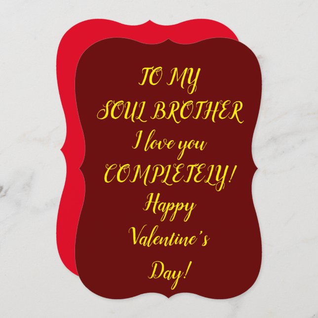 Soul Brother Flat Valentine Day Card Tack Kort (Fram/baksida)