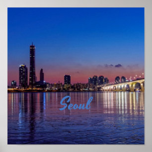 Söul Capital of South Korea City Skyline Poster