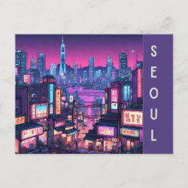 Söul Cityscape: Urban Beauty i Korea Neon City Vykort
