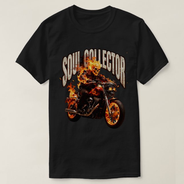 Soul collector flammande motorcykel T-shirt (Design framsida)