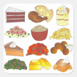 Soul Food Favorites Foodie Southern Cuisine Fyrkantigt Klistermärke