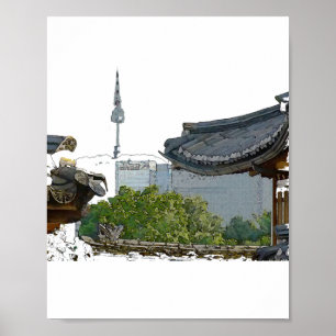 Söul i Korea och kultur Poster