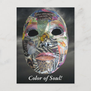 Soul kommer i all Färg-mask Vykort