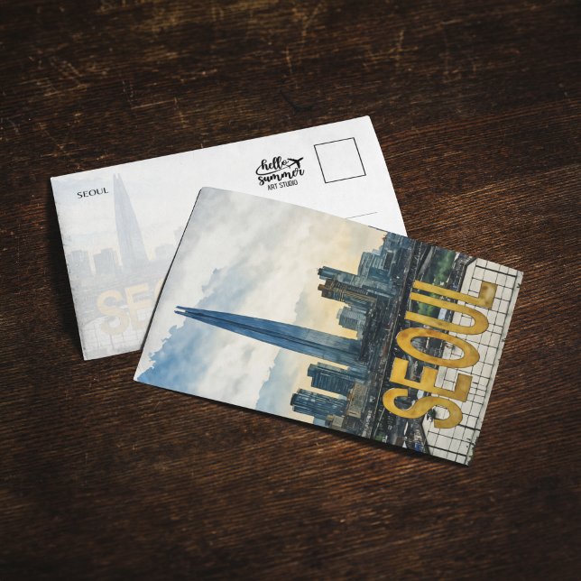Söul Korea Watercolor Postcard Inbjudningar (Skapare uppladdad)