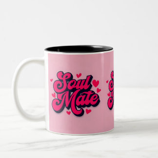 Soul Mate Mugg - Cute Rosa & Red Kärlek Coffee Kop