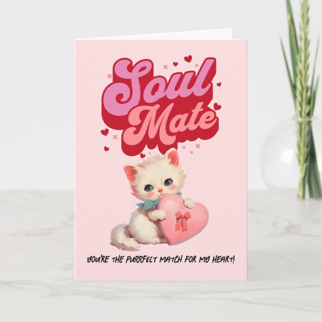 Soul Mate Retro Kity Valentine’s Day Card Helgkort (Framsida)