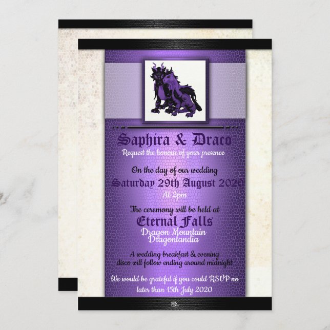 Soul Mates Dragon bröllopsinbjudningar Inbjudningar (Fram/baksida)