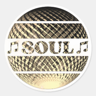 Soul Music disco boll guld Runt Klistermärke