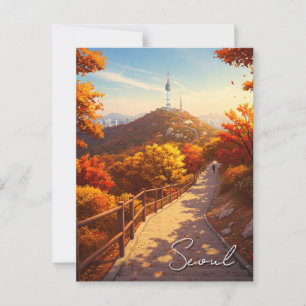 Söul Namsan Sydkoreas höst Vykort