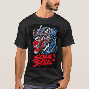 Soul Of Steel Cyber Samurai Tiger Grafisk Herr T- T Shirt