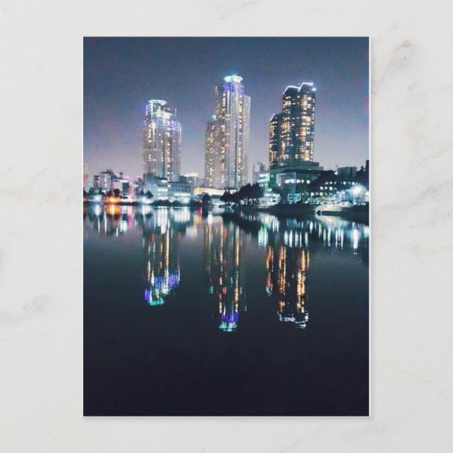 Söul på natten över floden vykort (Framsida)