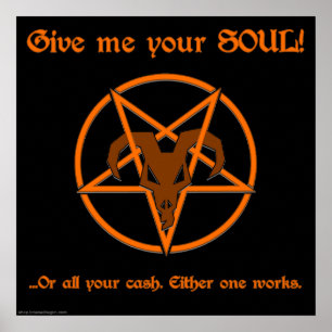 Soul Pengarar Pentacle Satanic Mörk Humor Goat Poster