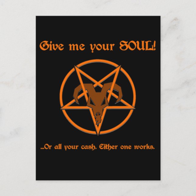 Soul Pengarar Pentacle Satanic Mörk Humor Goat Vykort (Framsida)