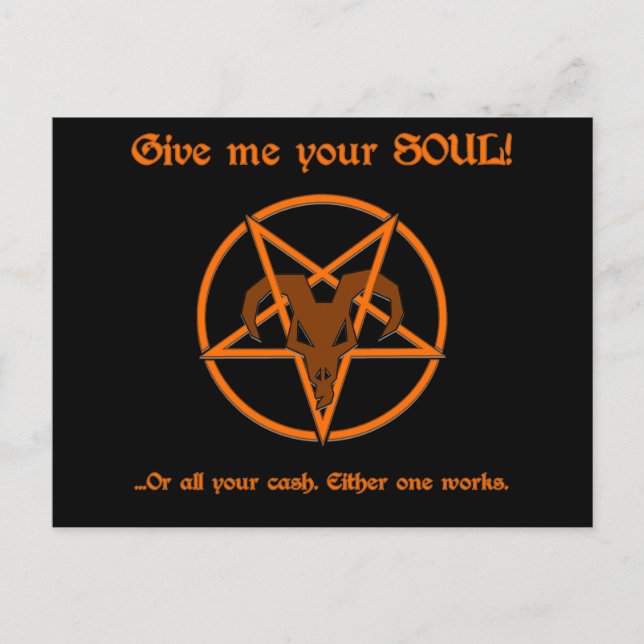 Soul Pengarar Pentacle Satanic Mörk Humor Goat Vykort (Framsida)