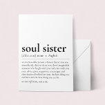 Soul Sister Definition Dictionary Art Hälsning Kort<br><div class="desc">Är du tittar för perfekten till din bästa vän? Då har du hittar rätt! Det här känns som att bra Soul Sister-definitionskortet är perfektens kort för att visa hur mycket du uppskattar din bestie! Oavsett om du är tittar för ett meningsfullt födelsedagskort för din bff eller bara ett tankeväckande kort...</div>