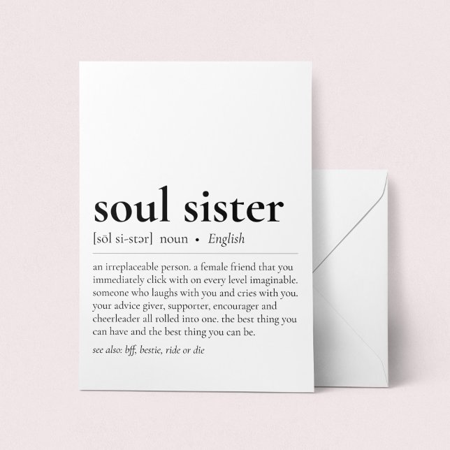 Soul Sister Definition Ordbok Konst Välkomsthälsni Kort (Skapare uppladdad)