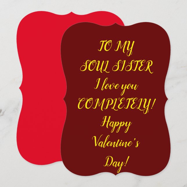 Soul Sister Flat Valentine Day Card (Fram/baksida)