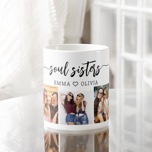 Soul Sisters 3 Photo Collage Keepsak Kaffemugg (Skapare uppladdad)
