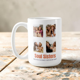 Soul Sisters Foto Collage Bästa Vänner Keramik  Kaffemugg