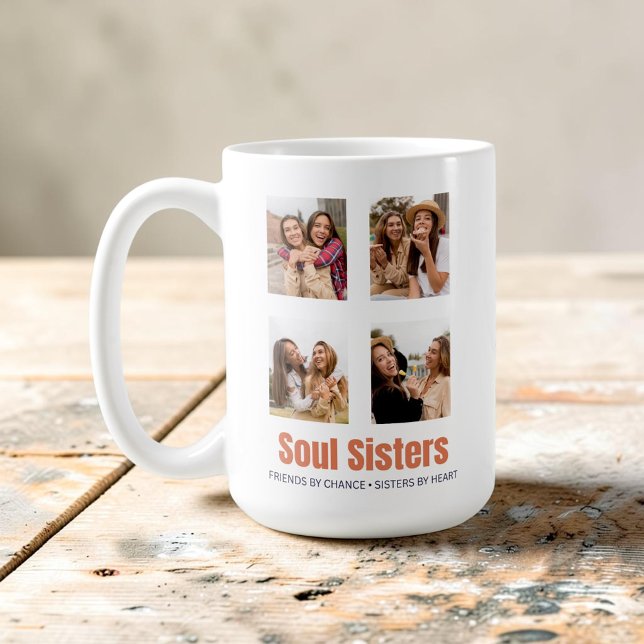 Soul Sisters Foto Collage Bästa Vänner Keramik  Kaffemugg (Skapare uppladdad)